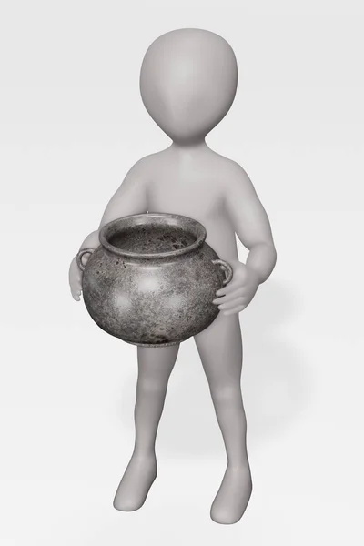 Render Character Cooking Pot — стоковое фото