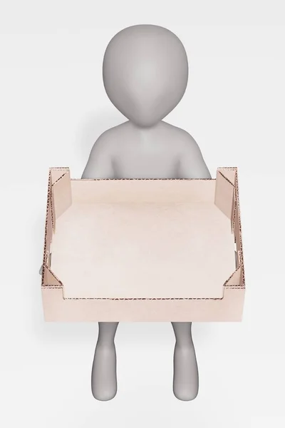 Render Character Cardboard Box — Stock Photo, Image