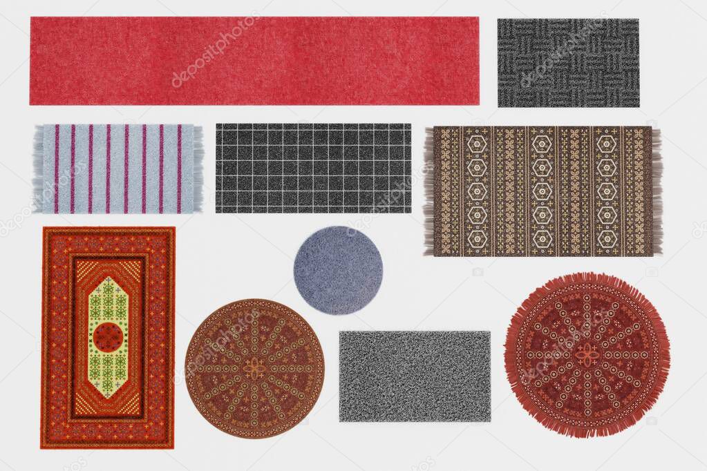 Realistic 3d Render of Rugs Sets