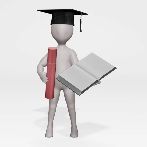 Realistic Render Character Graduating — Stock Photo, Image