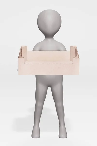Render Character Cardboard Box — Stock Photo, Image