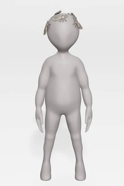 Render Character Tetvek Fejen — Stock Fotó