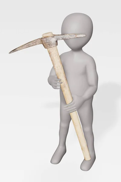 Render Character Pickaxe — Stock Photo, Image