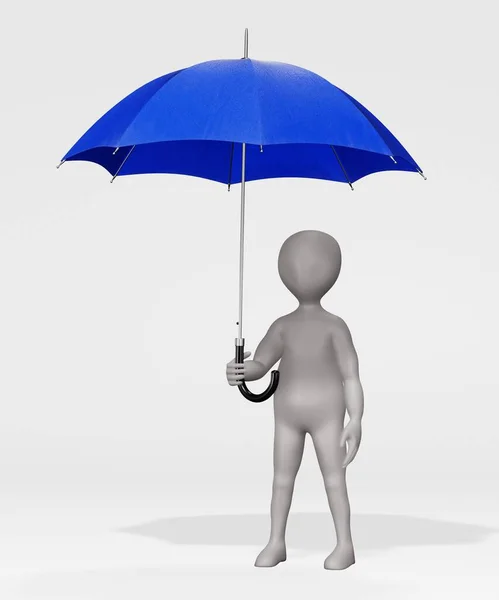 Render Cartoon Character Umbrella — Stock Photo, Image