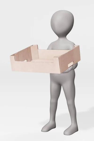 Render Character Cardboard Box — стокове фото