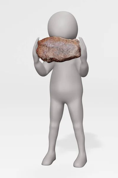 Render Character Con Beaf Steak —  Fotos de Stock