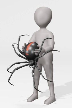 Kara Pencere Örümceğiyle Çizgi Film Karakterinin 3D Çizimi