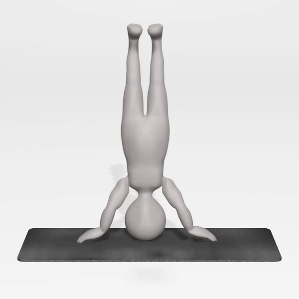 Render Van Stripfiguur Met Yoga Mat — Stockfoto