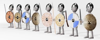 Viking Savaşçıları Olarak Çizgi Film Karakterinin 3D Çizimi