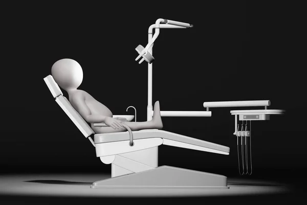 Render Personagem Desenhos Animados Cadeira Dentista — Fotografia de Stock