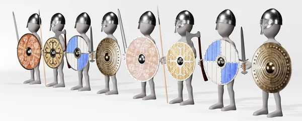 Renderizado Personaje Dibujos Animados Como Guerreros Vikingos — Foto de Stock