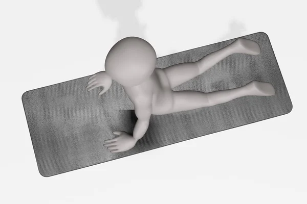 Yoga Matlı Çizgi Film Karakterinin Boyutlu Canlandırması — Stok fotoğraf