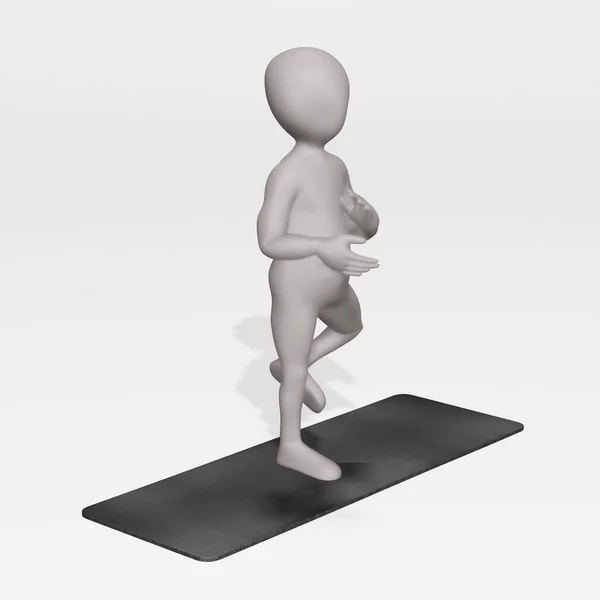 Render Cartoon Character Yoga Mat — Stock Photo, Image