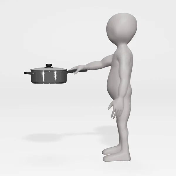 Render Character Cooking Pot — стоковое фото