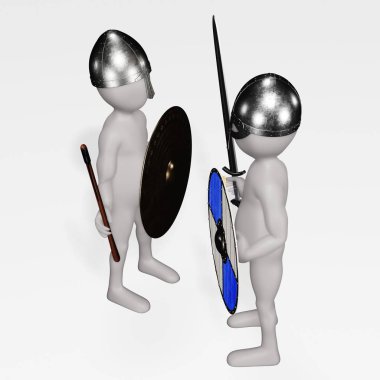 Viking Savaşçısı Olarak Çizgi Film Karakterinin 3D Çizimi
