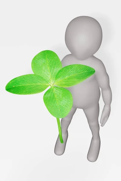 Render Cartoon Character Clover Plant — Stock Photo, Image