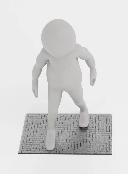 3D带欢迎垫的人物造型 — 图库照片