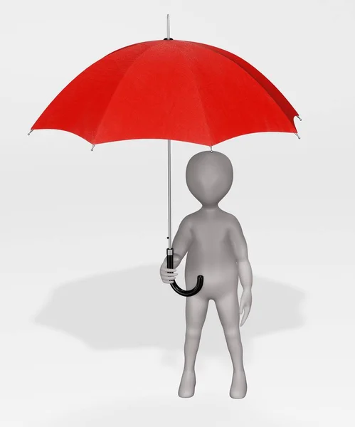Render Cartoon Character Umbrella — Stock Photo, Image