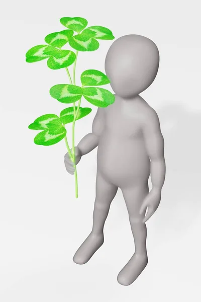 Cartoon Character Clover Plant — Stock Photo, Image