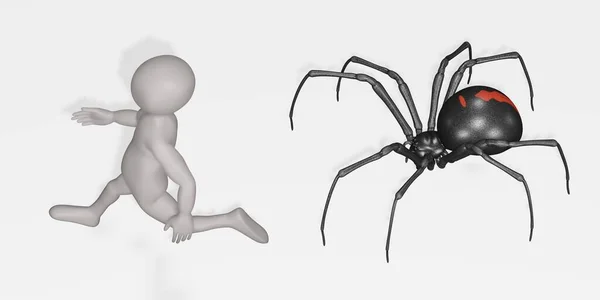Render Cartoon Character Black Window Spider — стокове фото