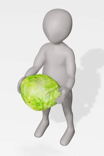 Render Van Stripfiguur Met Brussel Sprout — Stockfoto