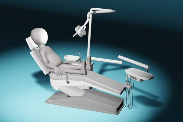 Renderizado Personaje Caricatura Silla Dentista — Foto de Stock