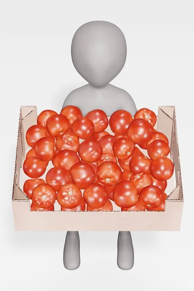 Render Character Tomatoes Box — 스톡 사진