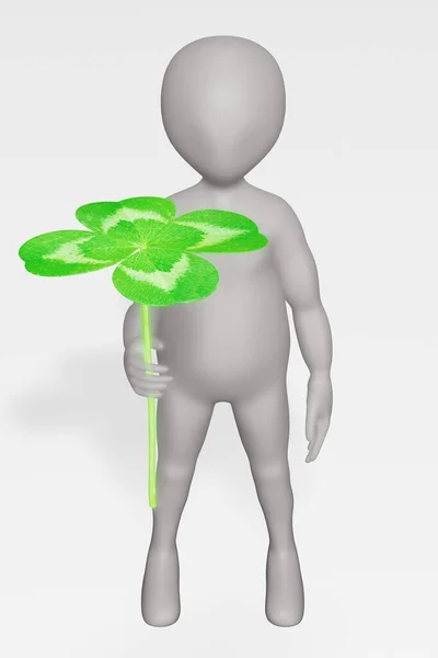 Render Cartoon Character Clover Plant — стоковое фото