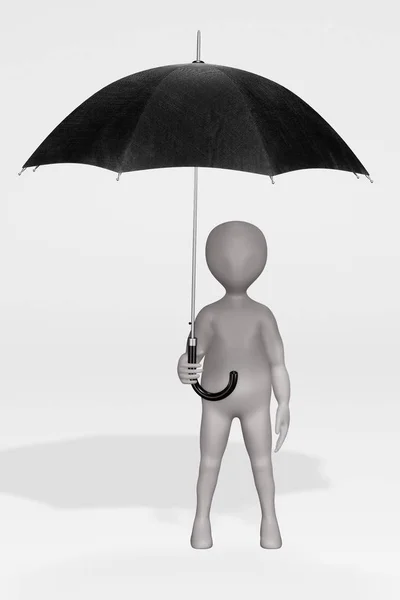 呈现器的卡通人物与伞 — 图库照片