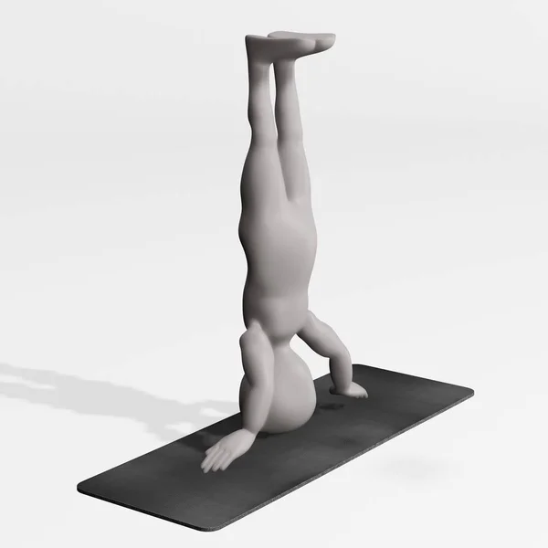 Render Van Stripfiguur Met Yoga Mat — Stockfoto