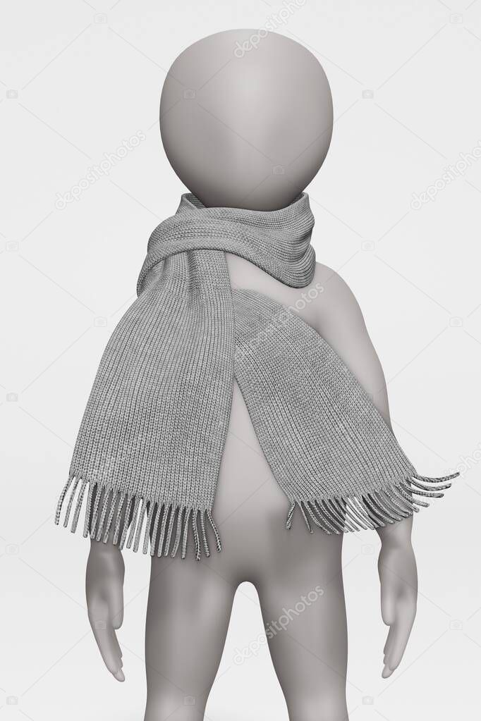 3D Render of Cartoon Character with Winter Scarf