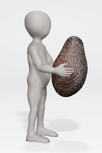 3D带Avocado的卡通骑士渲染 — 图库照片