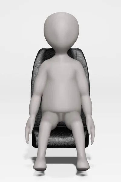 Render Cartoon Charcter Asiento Del Coche — Foto de Stock