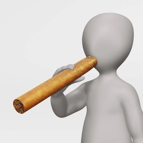 Render Cartoon Character Cigar — Stock Photo, Image