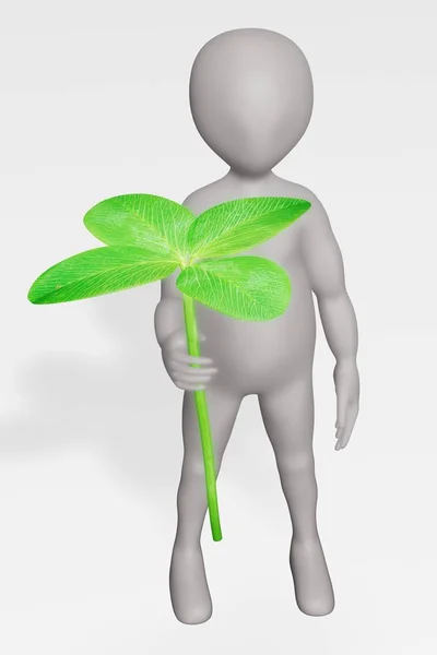 Renderização Personagem Desenhos Animados Com Planta Trevo — Fotografia de Stock