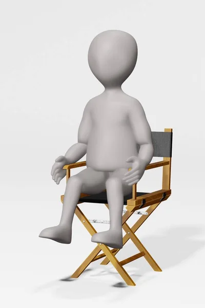 Render Cartoon Character Director Chair — стоковое фото