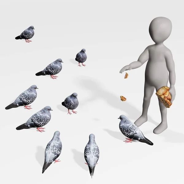 Render Cartoon Character Pigeons — Stock Photo, Image