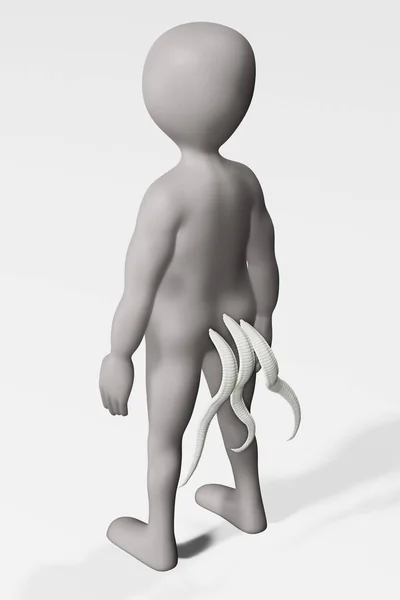 Render Del Personaggio Dei Cartoni Animati Con Pinworm — Foto Stock