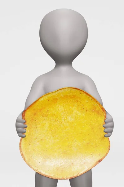 Patates Cipsli Çizgi Film Karakterinin Boyutlu Canlandırması — Stok fotoğraf