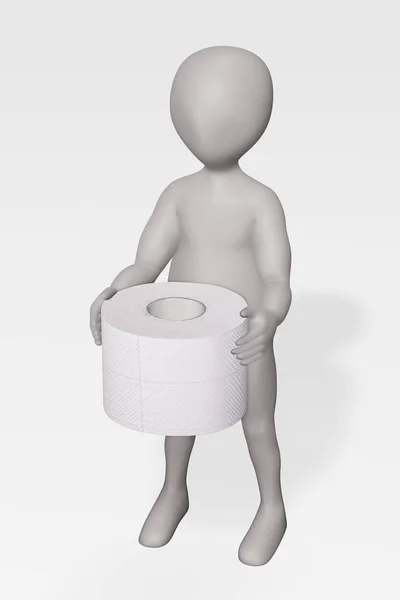 3D用厕纸渲染人物形象 — 图库照片
