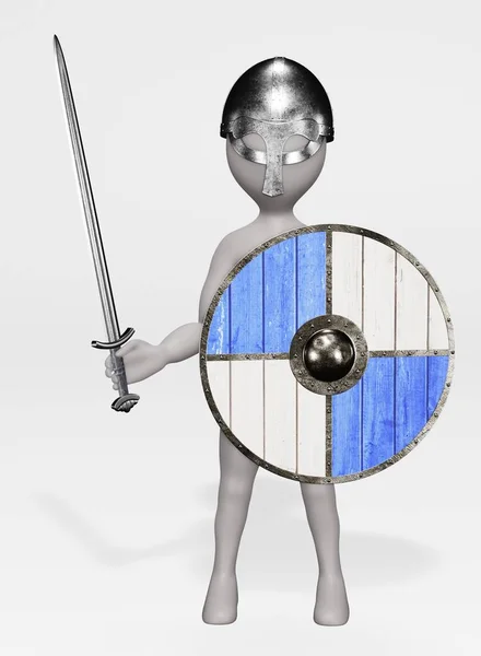Render Personagem Dos Desenhos Animados Como Guerreiro Viking — Fotografia de Stock