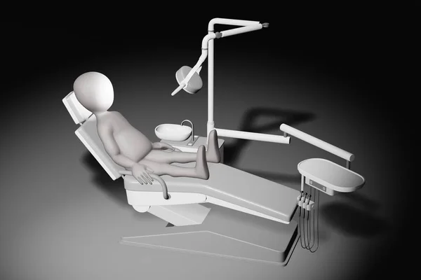 Render Cartoon Character Dentist Chair — Φωτογραφία Αρχείου