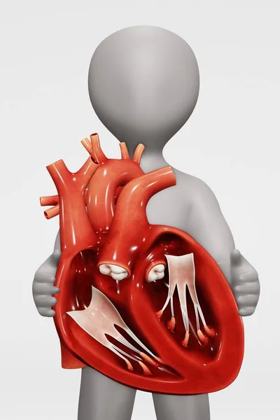 Render Carattere Con Cuore — Foto Stock