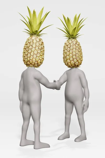 3D Render of Cartoon Character with Pineapple