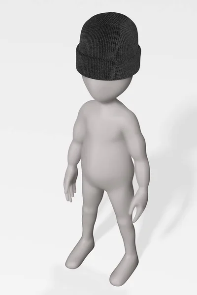 Renderizado Personaje Dibujos Animados Con Gorra Invierno — Foto de Stock