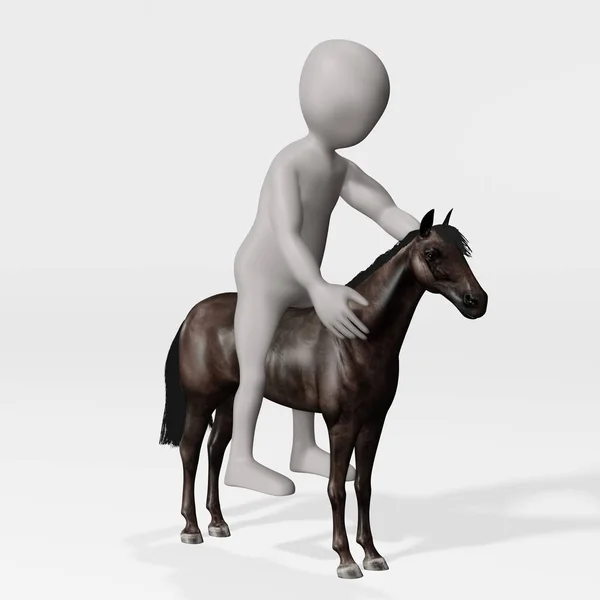 Renderizado Personaje Dibujos Animados Con Caballo —  Fotos de Stock