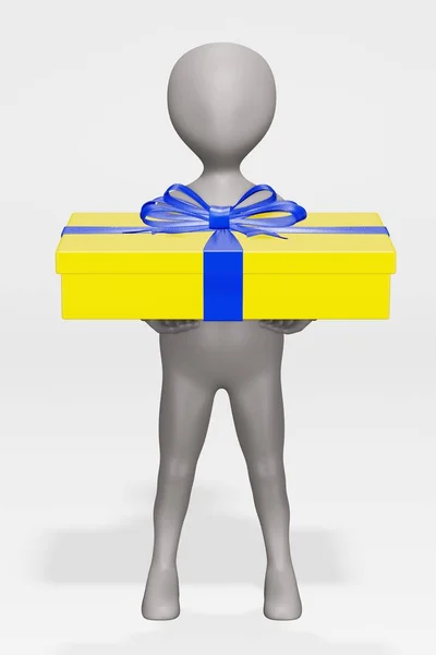 Render Cartoon Character Gift — Stock Photo, Image