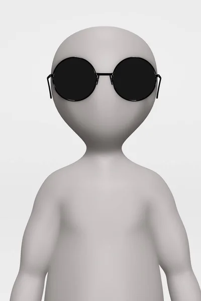 Renderizado Personaje Dibujos Animados Con Gafas — Foto de Stock