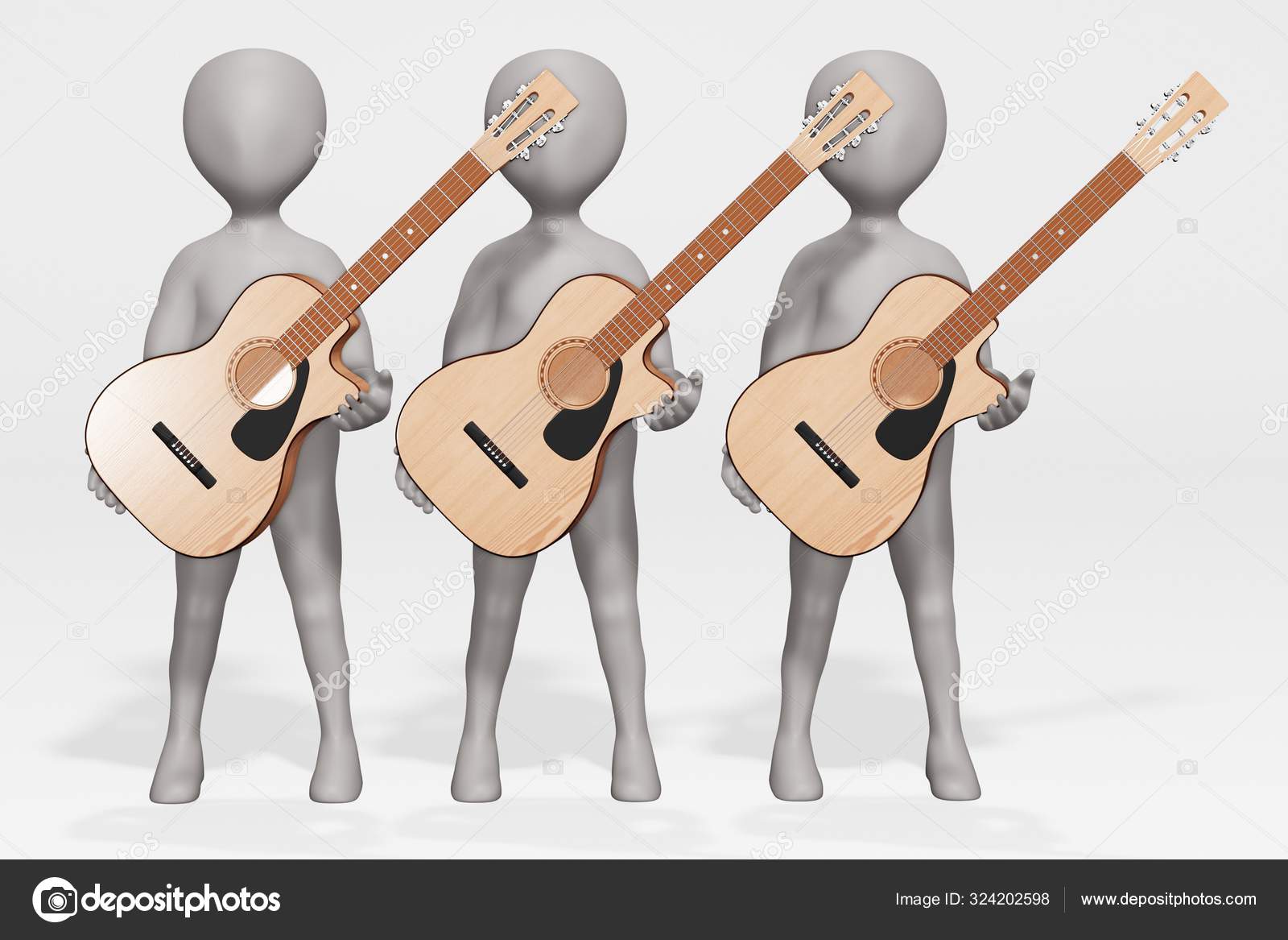 Renderização Personagens Desenhos Animados Com Guitarra ...