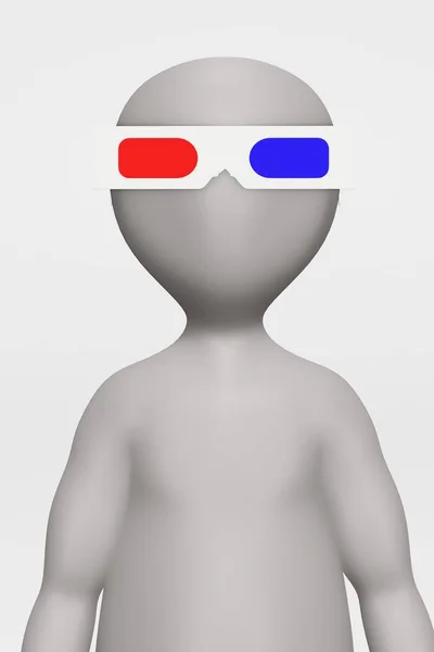 Renderização Personagem Desenhos Animados Com Óculos — Fotografia de Stock